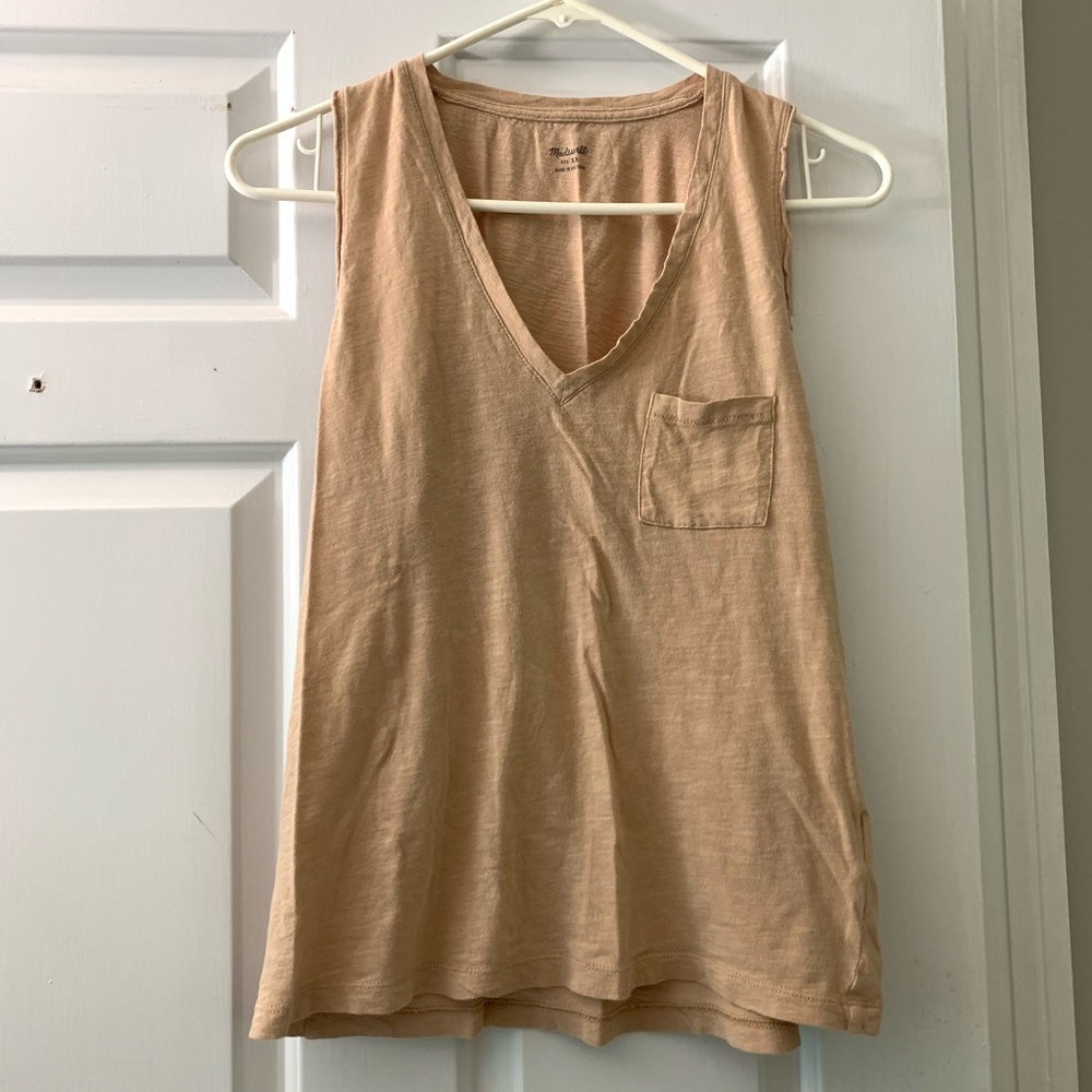 Madewell Whisper V-Neck Beige/Nude Tank